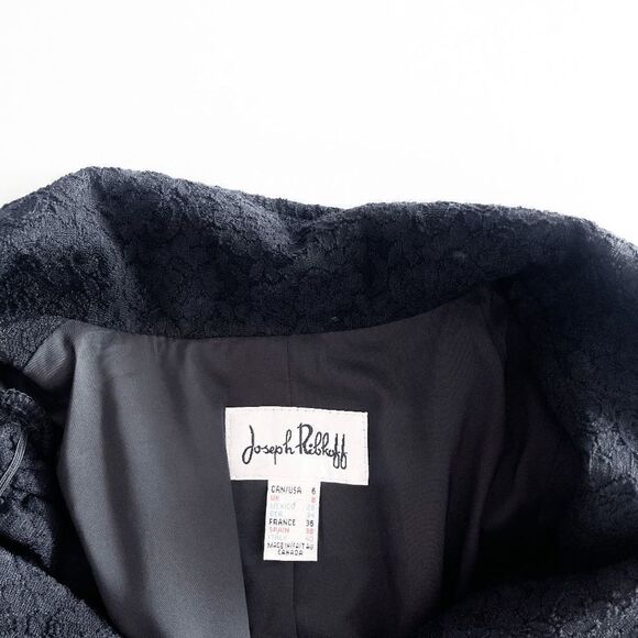 Joseph Ribkoff Women Lace Blazer Jacket 3/4 Sleeve Zipper Lined Black Size 6 - Picture 3 of 7